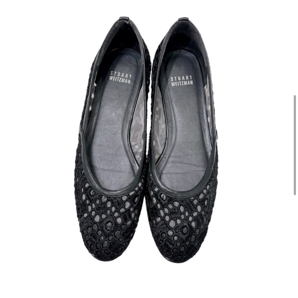 Stuart Weitzman Brand New Black Lace Eyelet Ballet Flats - Size 8